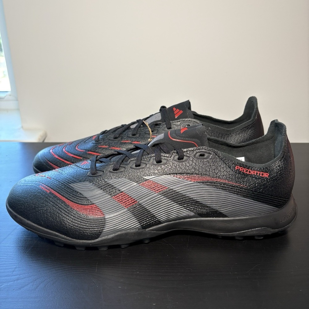 Adidas Predator Club Turf Soccer Cleats Mens Black Sneakers Athletic Shoes ID376